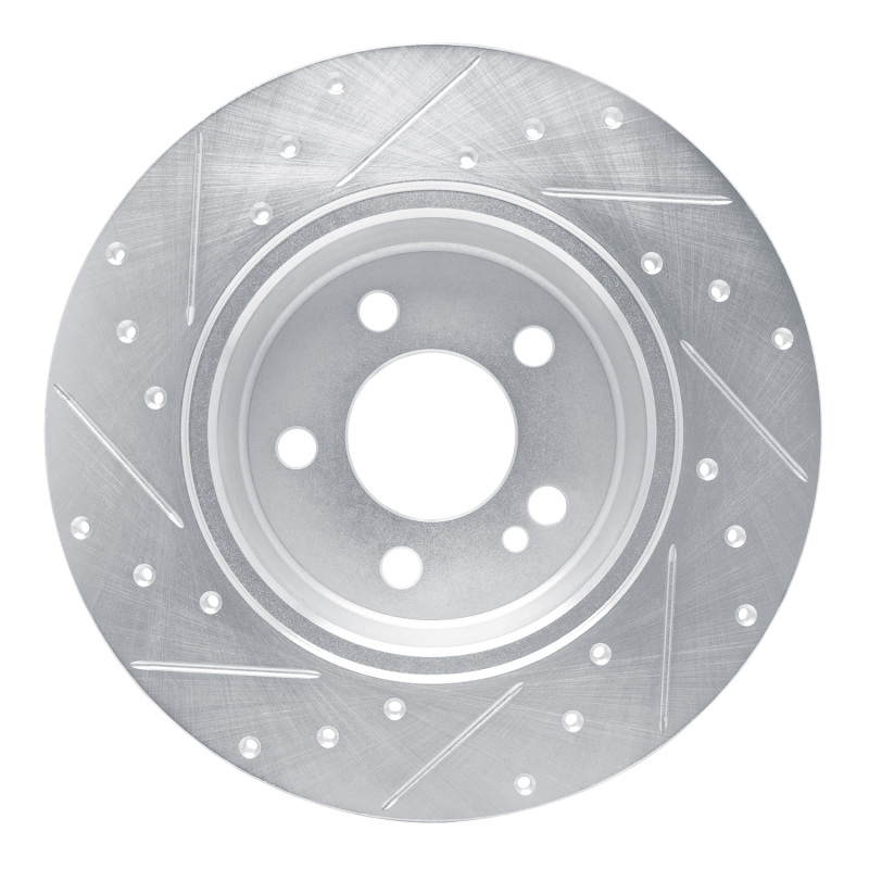 Mercedes-Benz C200 Brake Rotor (1) - Rear Right - R1 Concepts - Drilled & Slotted - Silver - `15-`21
